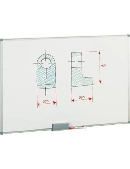 PIZARRA BLANCA METALICA 45X60CM CON CAJETIN DE ALUMINIO