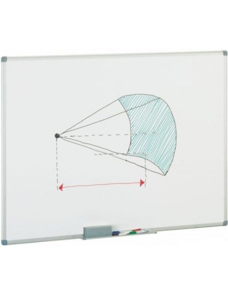 Pizarra blanca metalica 90x120cm con cajetin de aluminio
