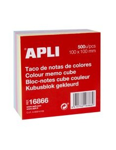 TACO DE NOTAS 500H DE COLORES 10X10CM ENCOLADO NO ADHESIVO