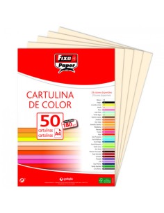 PAQ 50 CARTULINAS FIXO A4 180G MARFIL
