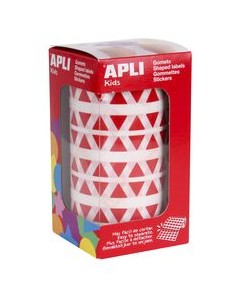 ROLLO GOMETS TRIANGULARES ROJO AUTOADHESIVO 105MM