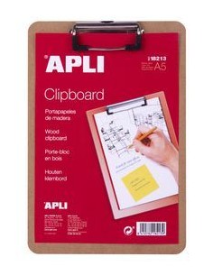 CARPETA A5 DE MADERA CON PINZA SUPERIOR METALICA