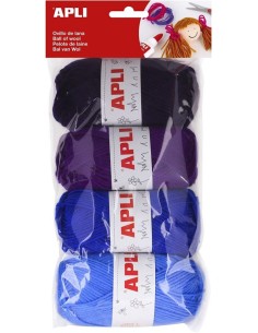 Blister 4 ovillos de lana tonos azul 50g