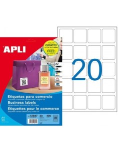 C 20 HOJAS ETIQUETAS ADHESIVAS PARA COMERCIO 45X45