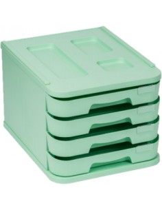 FICHERO CON 4 CAJONES DE SOBREMESA VERDE PASTEL