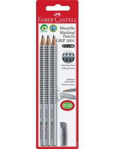 BLISTER 3 LAPIZ GRAFITO GRIP 2001 FABER CASTELL HB