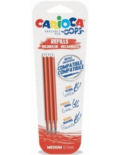 Blister 3 recambio boligrafo borrable oops rojo