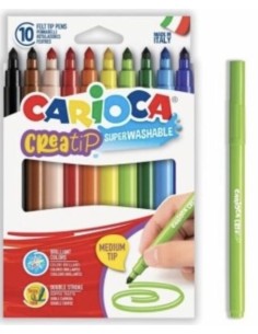 Estuche 10 rotuladores carioca creatip punta conica colores surtidos