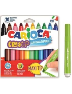 Estuche 10 rotuladores carioca creatip maxi punta conica colores surtidos