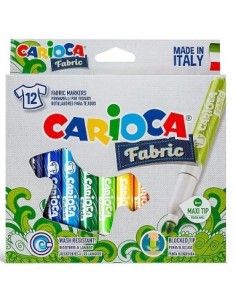 Estuche 12 rotuladores carioca fabric para tejidos punta fina