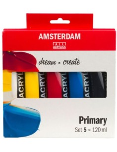 Estuche 5 botes acrilico amsterdam 120ml colores primarios