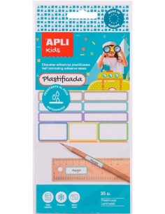 BLISTER 35 ETIQUETAS PLASTIFICADAS VARIOS TAMANOS