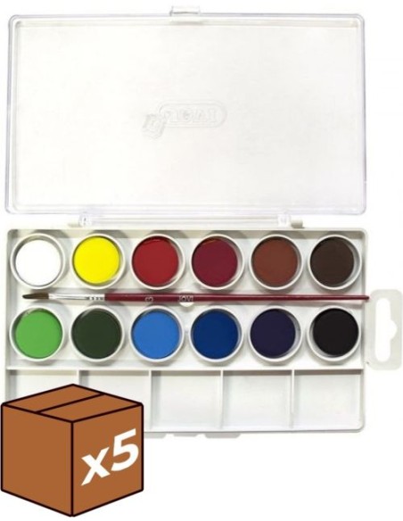 Pack 12u estuche plastico 12 acuarelas jovi colores surtidos