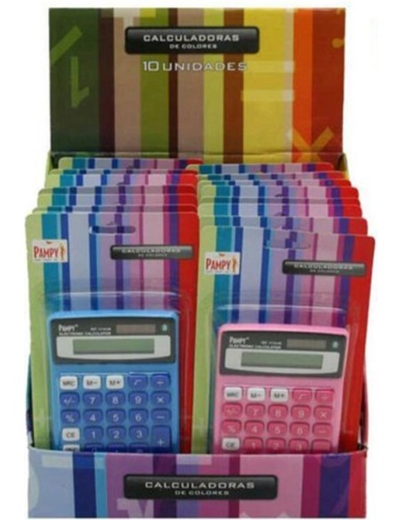 pack 12ud calculadora pampy 8 digitos colores surtidos
