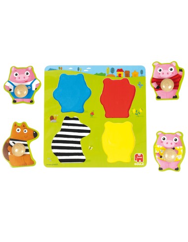  PUZZLE ENCAJABLE LOS 3 CERDITOS CON AGARRE 