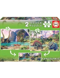2x100dino world2 puzzles 100 pzas