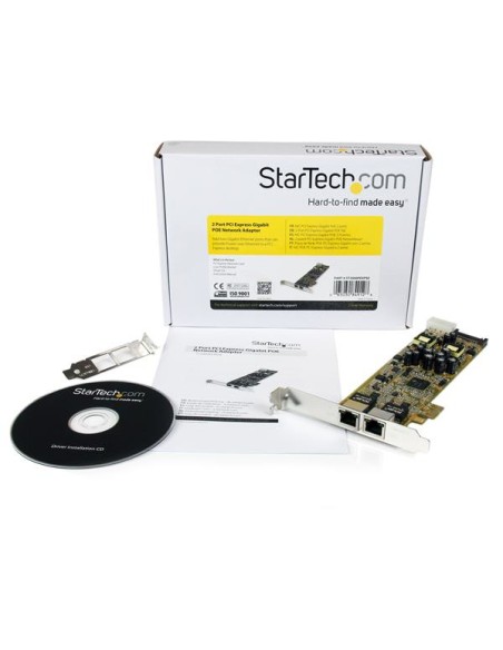 Tarjeta Adaptador de Red PoE/PSE PCI Express PCIe Gigabit Ethernet con 2 Puertos RJ45