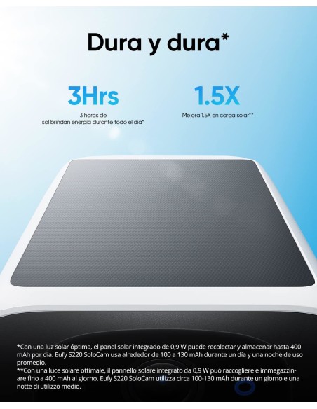 Security SoloCam S220, Camara vigilancia WiFi Exterior, Camara vigilancia WiFi Exterior Solar,2K resolución, IP67, nessun canon