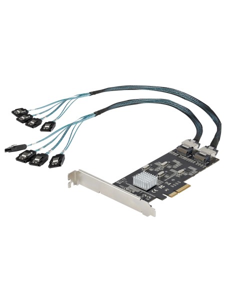 Tarjeta PCIe de 8 Puertos SATA - Tarjeta Adaptadora de Expansión PCI Express SATA con 4 Controladores de Host - Tarjeta Control