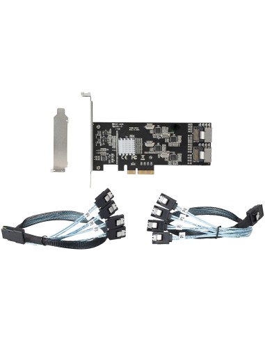 Tarjeta PCIe de 8 Puertos SATA - Tarjeta Adaptadora de Expansión PCI Express SATA con 4 Controladores de Host - Tarjeta Control
