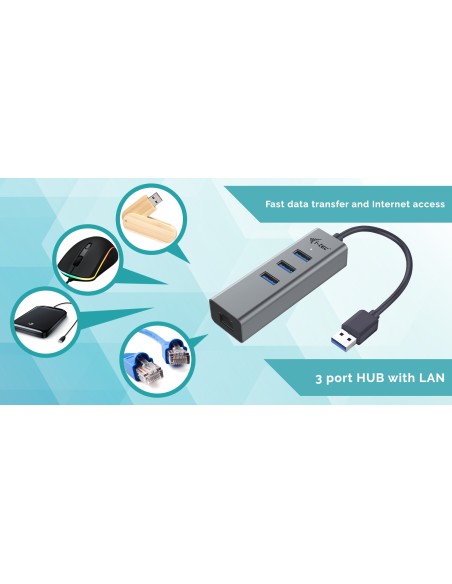 Metal USB 3.0 HUB 3 Port + Gigabit Ethernet Adapter