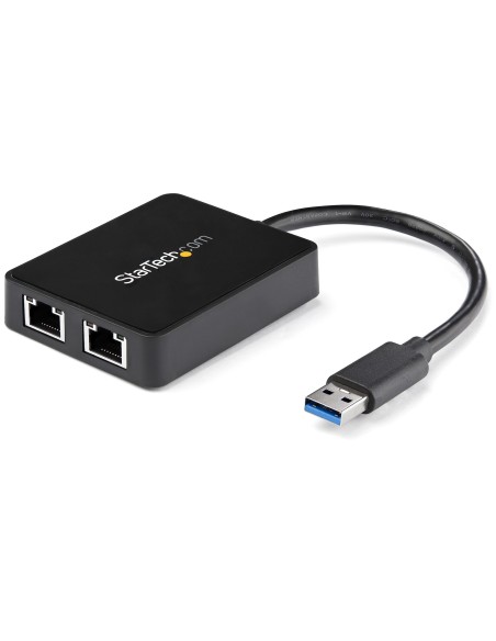 Adaptador Tarjeta de Red NIC Externa USB 3.0 2 Puertos Gigabit Ethernet RJ45 y Puerto USB