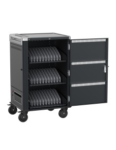 EW1701 carrito y armario de dispositivo portátil Armario de gestión y carga para dispositivos portátiles Negro, Gris