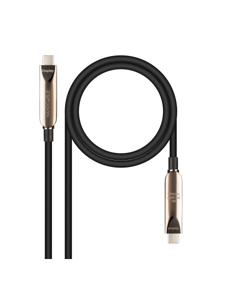 Cable USB 3.2 Gen2x1 AOC, 60W 3A PD 10Gbps 8K@60Hz, USB-C M/M, 10m, Negro
