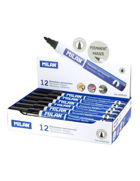 MILAN ROTULADOR PERMANENTE PUNTA REDONDA NEGRO -12U-
