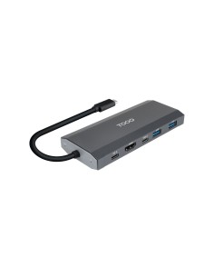Caja externa para SSD M.2 NGFF/NVMe + HUB USB 3.2 Gen2 con 1xUSB-C/PD + 2xUSB-A + USB-C + HDMI, Gris