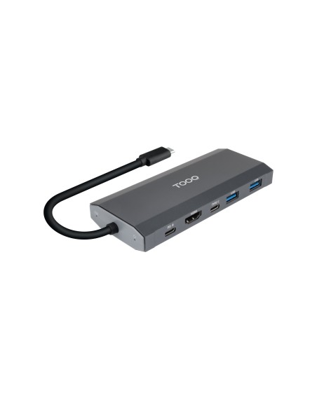 Caja externa para SSD M.2 NGFF/NVMe + HUB USB 3.2 Gen2 con 1xUSB-C/PD + 2xUSB-A + USB-C + HDMI, Gris