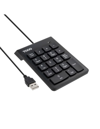 Teclado numérico USB, 19 teclas, Negro