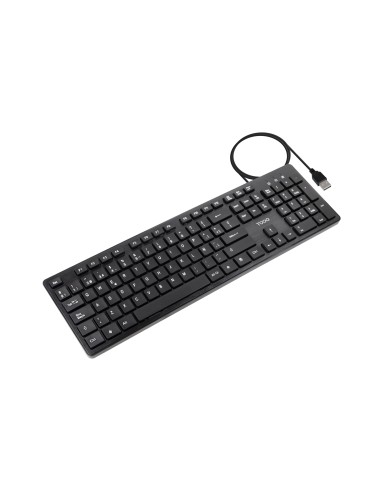 Teclado silencioso USB, 105 teclas, Negro
