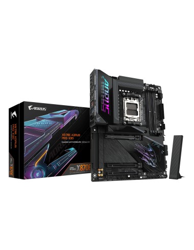 X870E AORUS PRO X3D Placa Base - Compatible con procesadores AMD Ryzen 9000, VRM digital de 18+2+2 fases, hasta 9000MHz DDR5 (O.