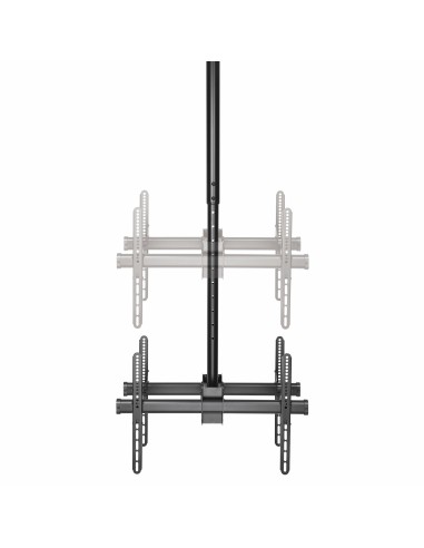 Soporte de Techo para 2 TV - Soporte de Cielo Raso para 2 TV de Espalda a Espalda con Mástil Telescópico Ajustable - Giro Incli