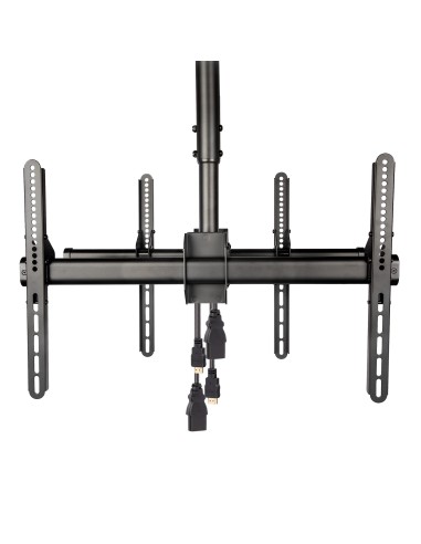Soporte de Techo para 2 TV - Soporte de Cielo Raso para 2 TV de Espalda a Espalda con Mástil Telescópico Ajustable - Giro Incli
