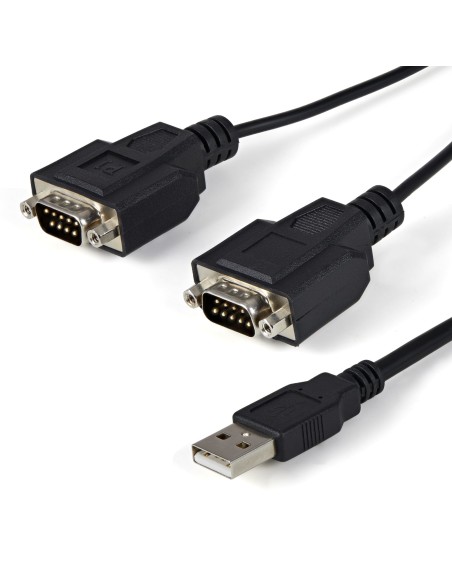 Cable 1,8m USB a 2 Puertos Serie Serial RS232 DB9 Retención del Puerto de Asignación COM