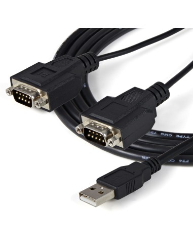 Cable 1,8m USB a 2 Puertos Serie Serial RS232 DB9 Retención del Puerto de Asignación COM