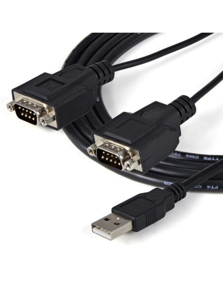 Cable 1,8m USB a 2 Puertos Serie Serial RS232 DB9 Retención del Puerto de Asignación COM