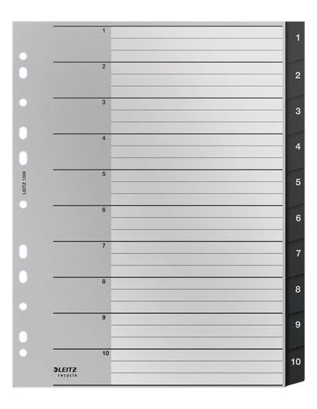 12080000 lengüeta de índice Separador en blanco con pestaña Polipropileno (PP) Negro, Blanco