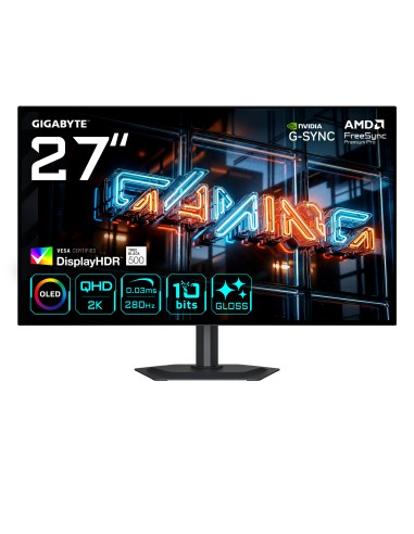 MO27Q28GR Monitor Gaming WOLED Brillante 27 QHD - 2560 x 1440, 280Hz, 0.03ms, 335 cd/m², Display HDR True Black 500, HDMI 2.1, 