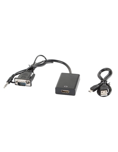 AD-0021-BK adaptador de cable de vídeo 0,2 m HDMI tipo A (Estándar) VGA (D-Sub) Negro