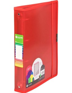 Carpeta a4 4 anillas 40mm polipropileno rojo cierre con goma dune