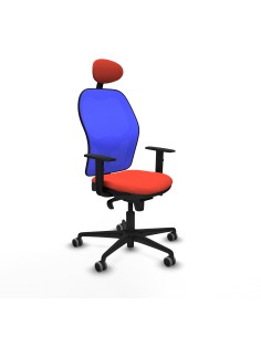 Jorquera sincro malla azul bali naranja oscuro brazos 1D base nailon cabecero fijo ruedas 65mm engomada
