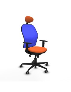 Jorquera sincro malla azul bali naranja brazos 1D base nailon cabecero fijo ruedas 65mm engomada