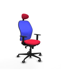 Jorquera sincro malla azul bali rojo brazos 1D base nailon cabecero fijo ruedas 65mm engomada
