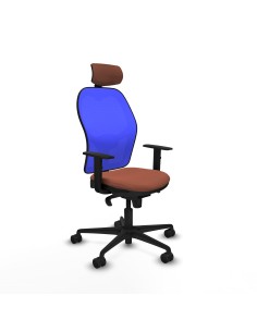 Jorquera sincro malla azul bali marrón brazos 1D base nailon cabecero 2D ruedas 65mm nailon