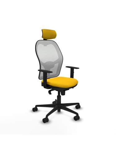 Jorquera sincro malla blanca bali amarillo brazos 1D base nailon cabecero 2D ruedas 65mm nailon