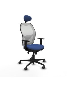 Jorquera sincro malla blanca bali azul marino brazos 1D base nailon cabecero fijo ruedas 65mm engomada