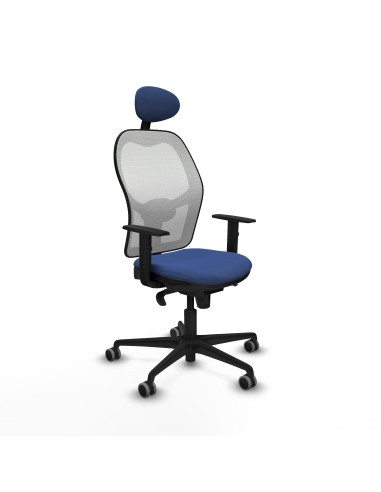 Jorquera sincro malla blanca bali azul marino brazos 1D base nailon cabecero fijo ruedas 65mm engomada